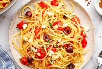 Greek-Style Spaghetti with Feta and Olives