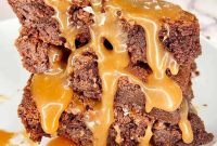 Fudgy Nutella Brownies with Salted Caramel Drizzle