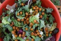 Crispy Roasted Chickpea and Kale Salad with Lemon Tahini Dressing