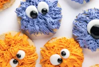 Low-Carb Halloween Cookies with Monster Fur and Googly Eyes
