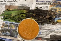 Calçots with Romesco: Grilled Spring Onions, Roasted Tomato & Nut Sauce