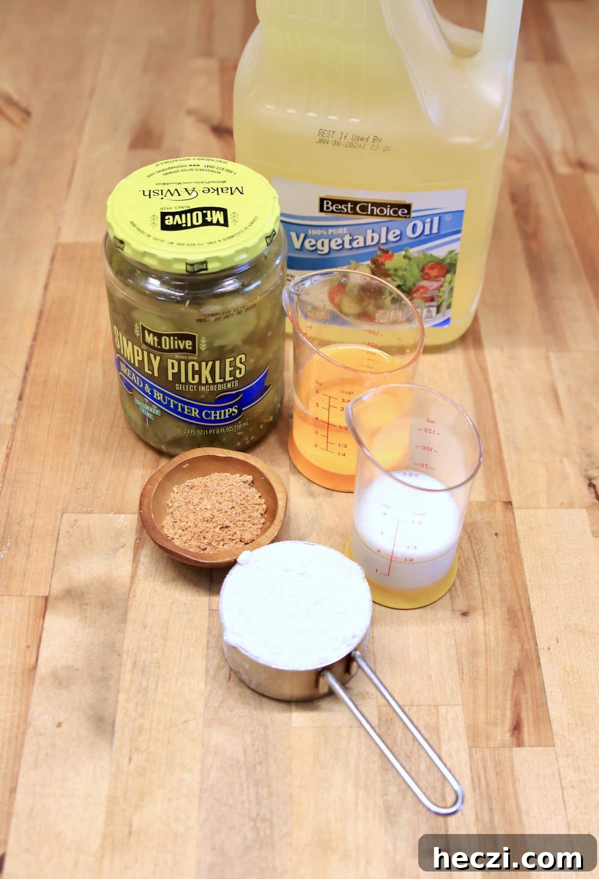 Ingredients for fried pickles.