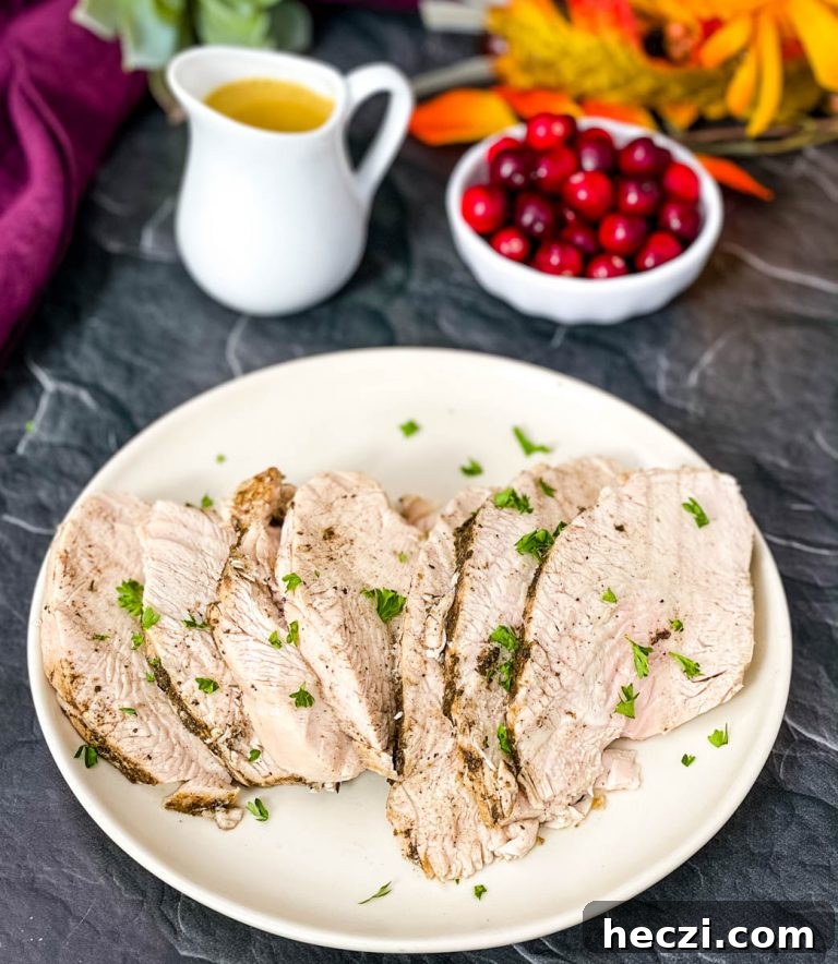 cooked turkey breasts with gravy