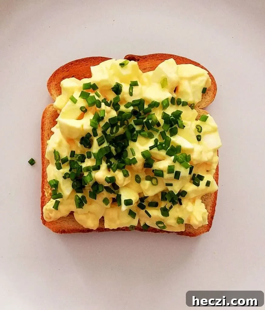 egg salad sandwich egg salad and chives on toast