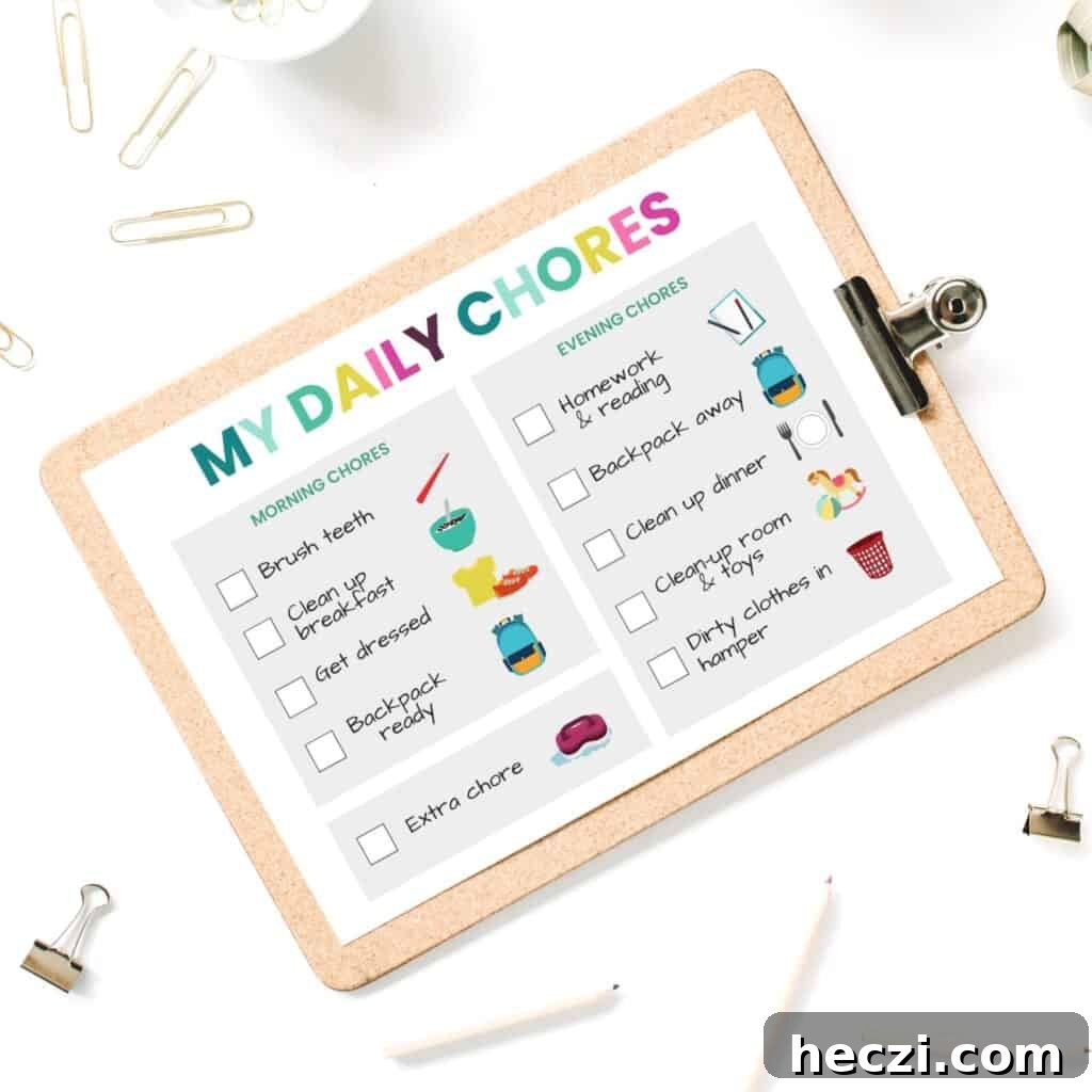 chores for 5 year old