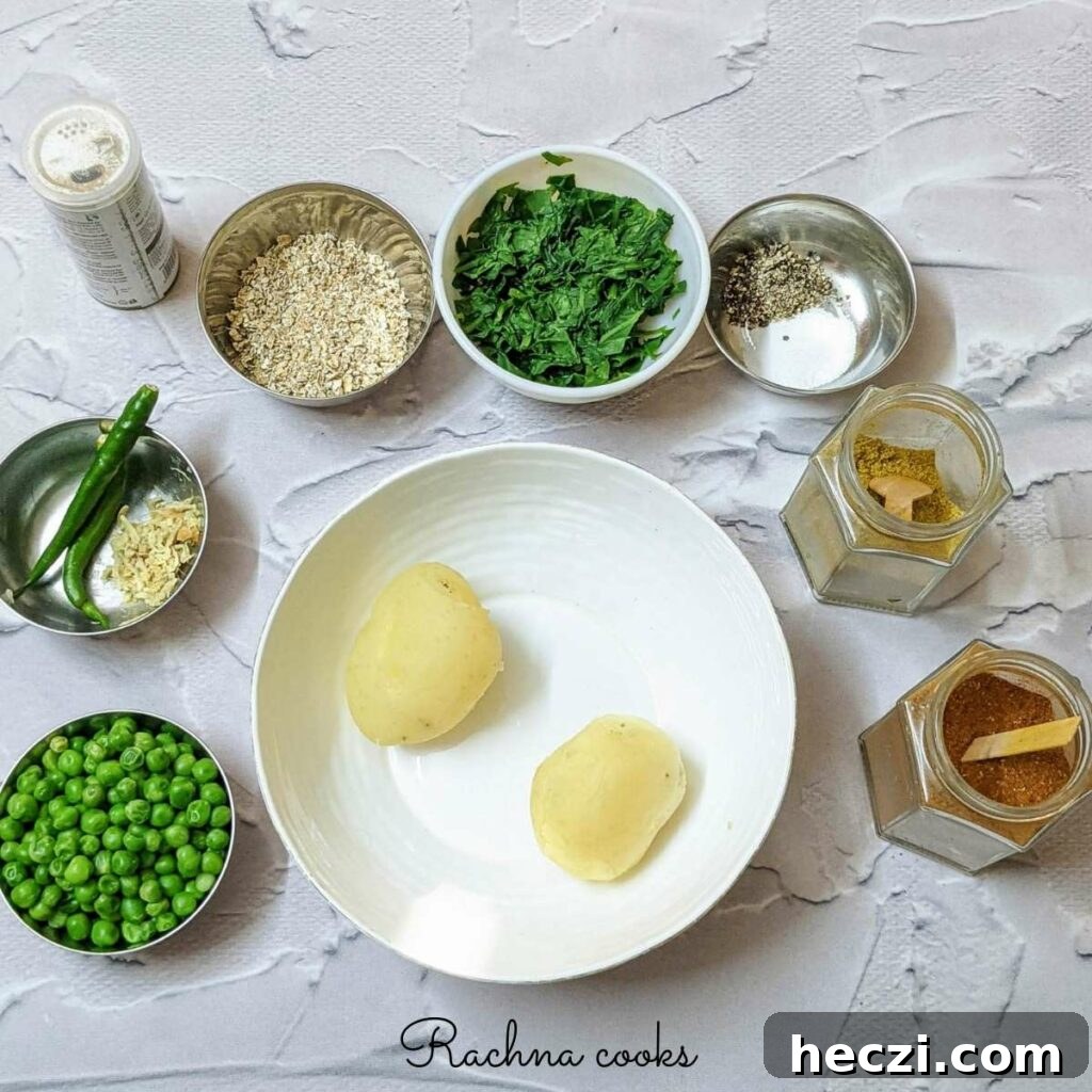 Hara Bhara Kabab Recipe — Tawa and Air Fryer Methods 4 ingredients for making hara bhara kabab