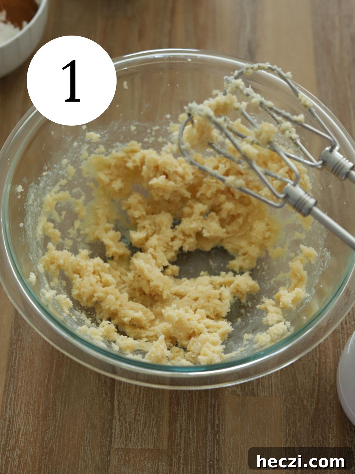 Peach Cobbler Cookies Recipe: Soft Peach Jam-Filled Cookies 4 Butter and sugar creamed together with a mixer in a bowl.
