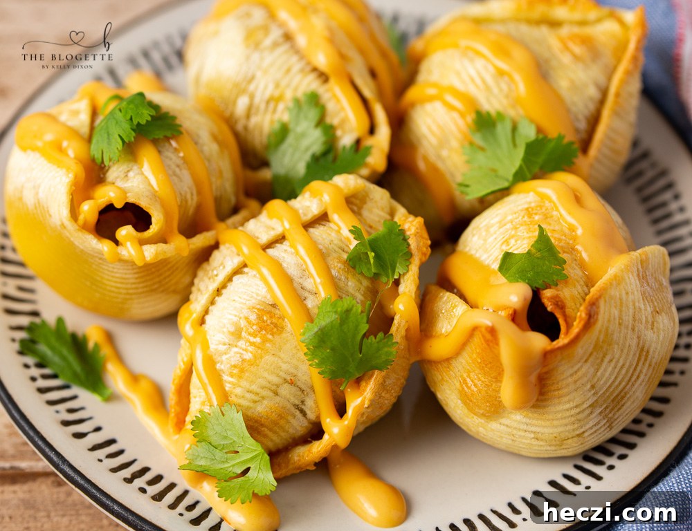Air Fryer Taco Stuffed Shells recipe features seasoned ground beef and ooey-gooey cheese melted inside of slightly crisp air-fried shells.