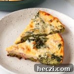 Side shot of broccolini frittata.
