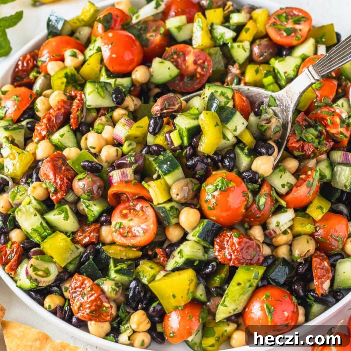 19 Budget-Friendly Bean Recipes to Save You Money Weekly 7 Mediterranean salad with high fiber.