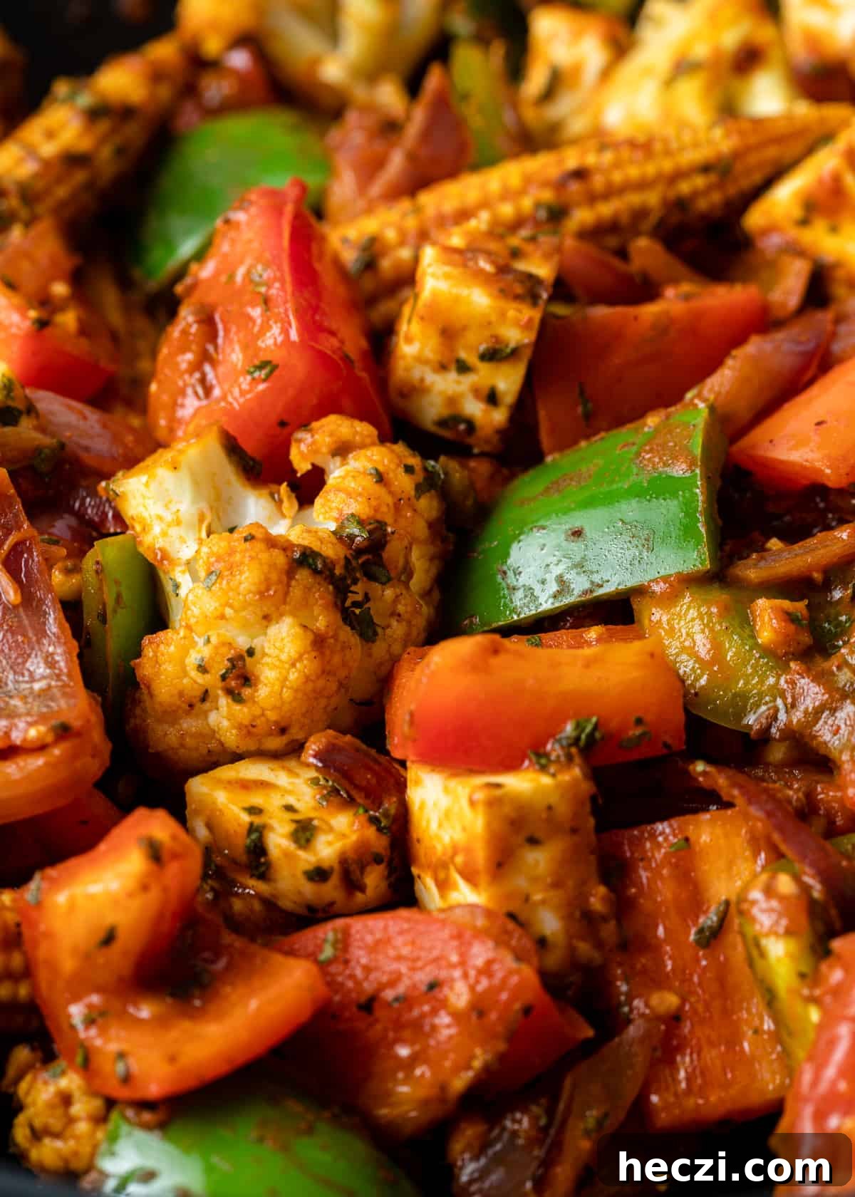 Vegetable Jalfrezi Stir-Fry Recipe: Quick Spicy Indian Veg Stir-Fry 11 extreme closeup: my vegetable jalfrezi recipe with seasonings