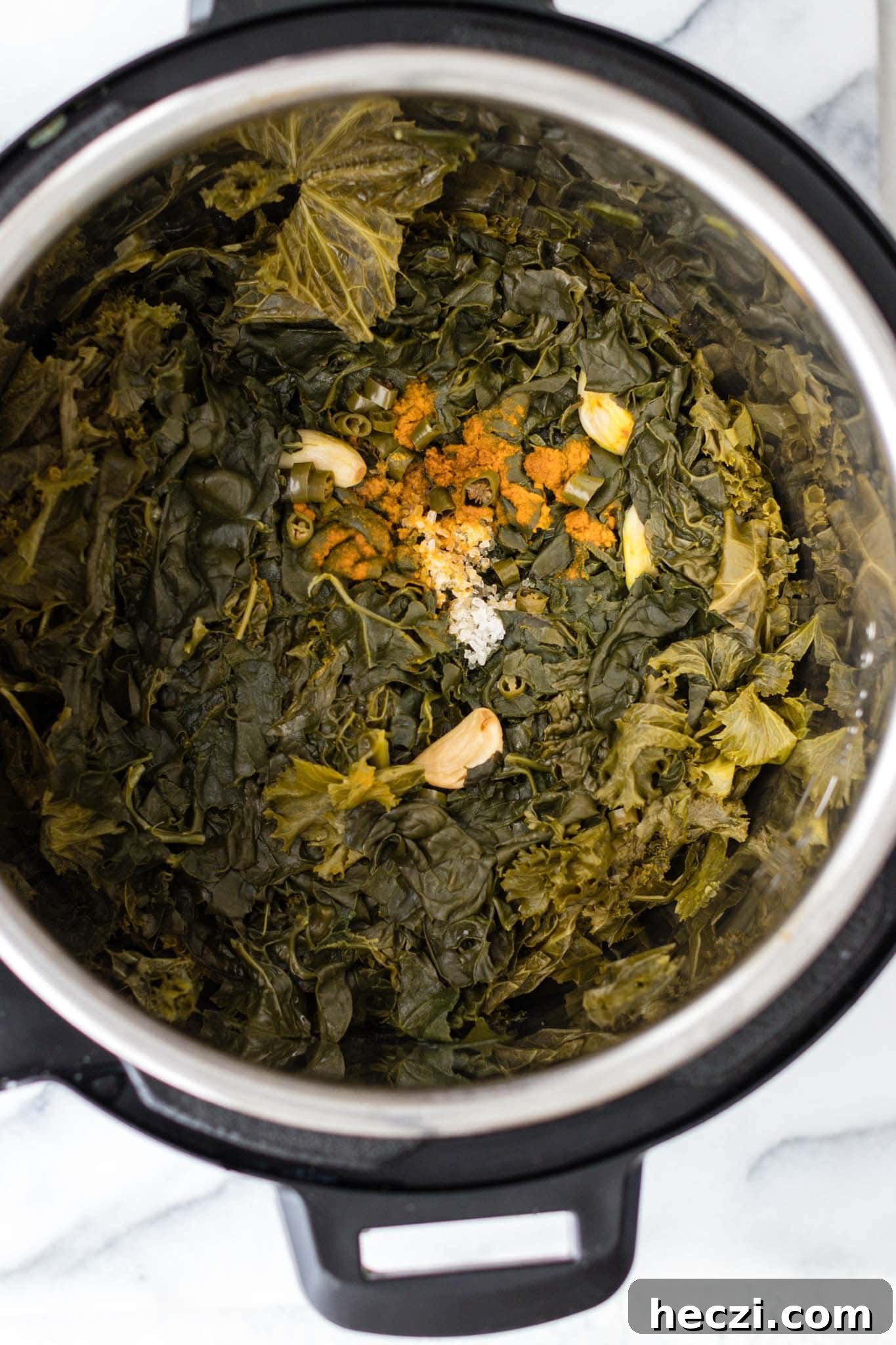 Cooked Sarson Ka Saag in an Instant Pot