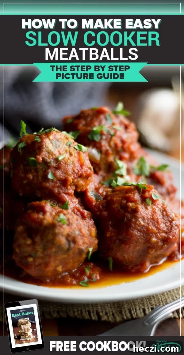 Slow Cooker Meatballs on a plate with parsley scattered on top