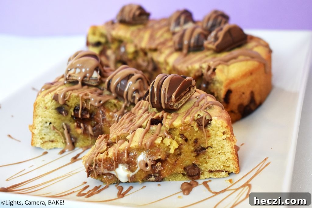 Kinder Bueno Cookie Pie Recipe — Hazelnut Chocolate Dessert Pie 11 Kinder cookie pie on a white plate.
