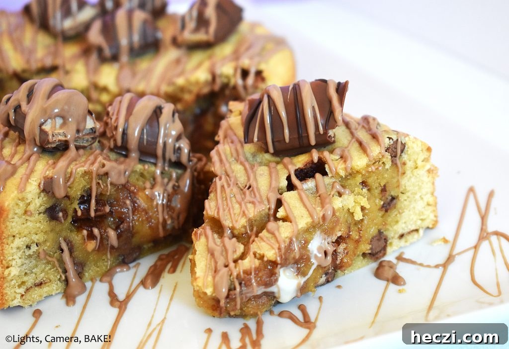 Kinder Bueno Cookie Pie Recipe — Hazelnut Chocolate Dessert Pie 3 Kinder Bueno cookie pie slice on a white plate.