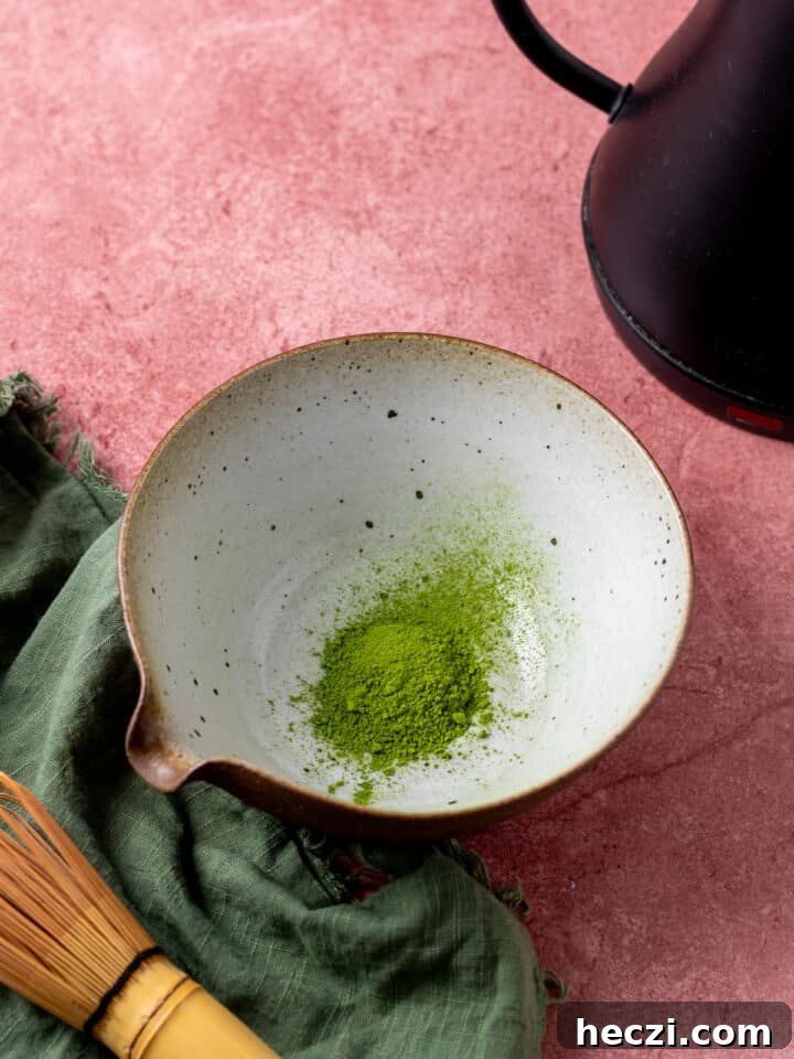 matcha tea in a matcha bowl
