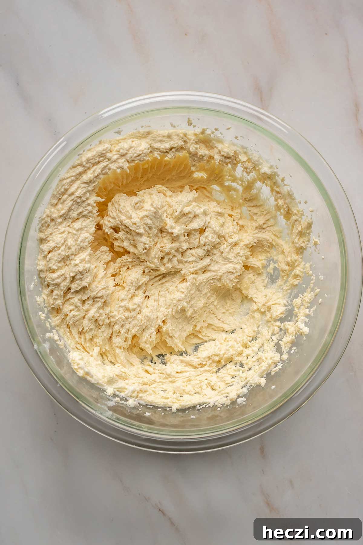 Creamed cookie dough base in a bowl.