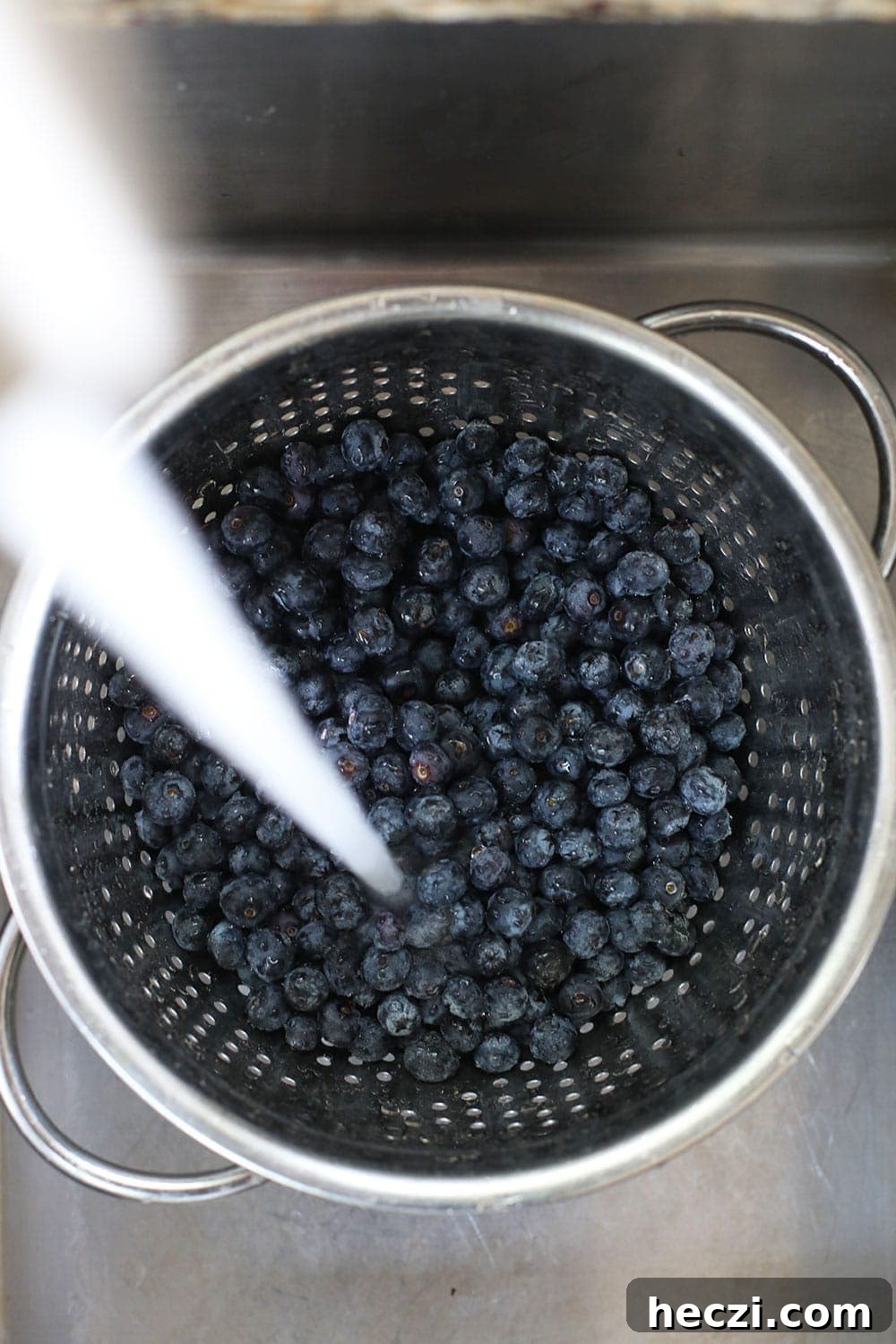 Blueberries in a strainer blueberries in strainer