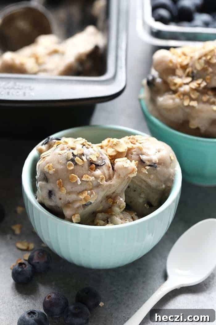Blueberry banana soft serve soft serve in bowl