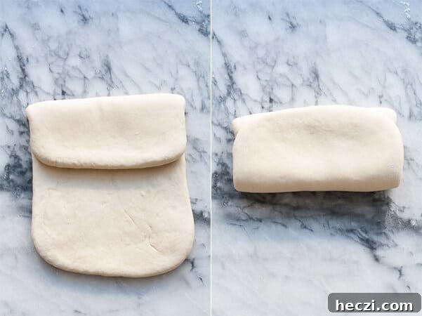 croissant dough fold just like folding a letter