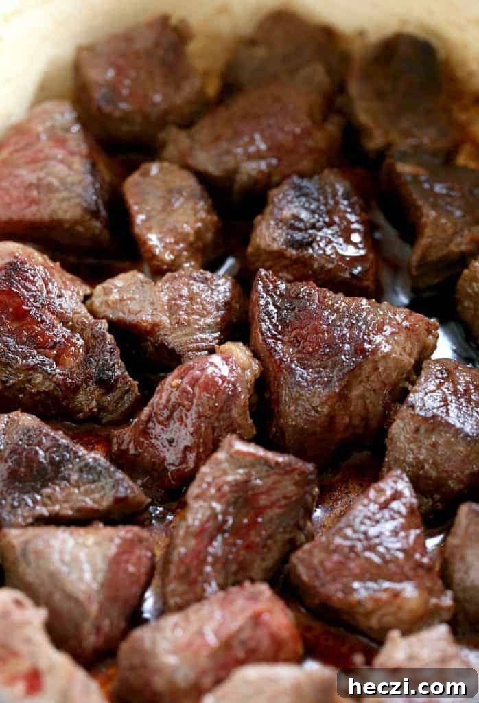 Marsala Braised Beef Steewith Mushrooms and Red Wine Sauce 3 Marsala Wine Beef Stew starts out by browning the meat.