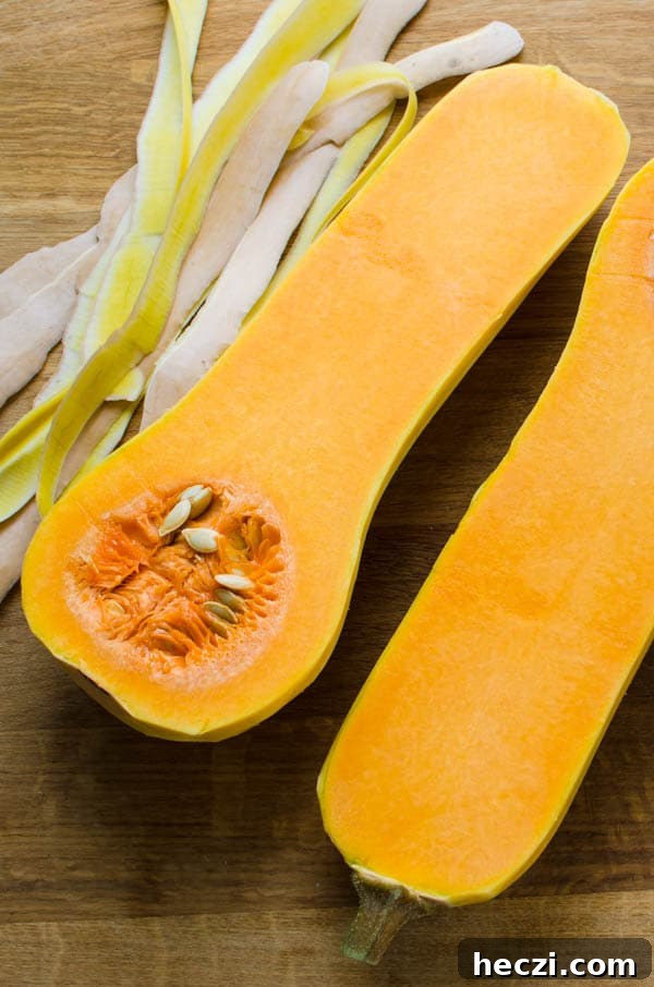 peeled sliced butternut squash.