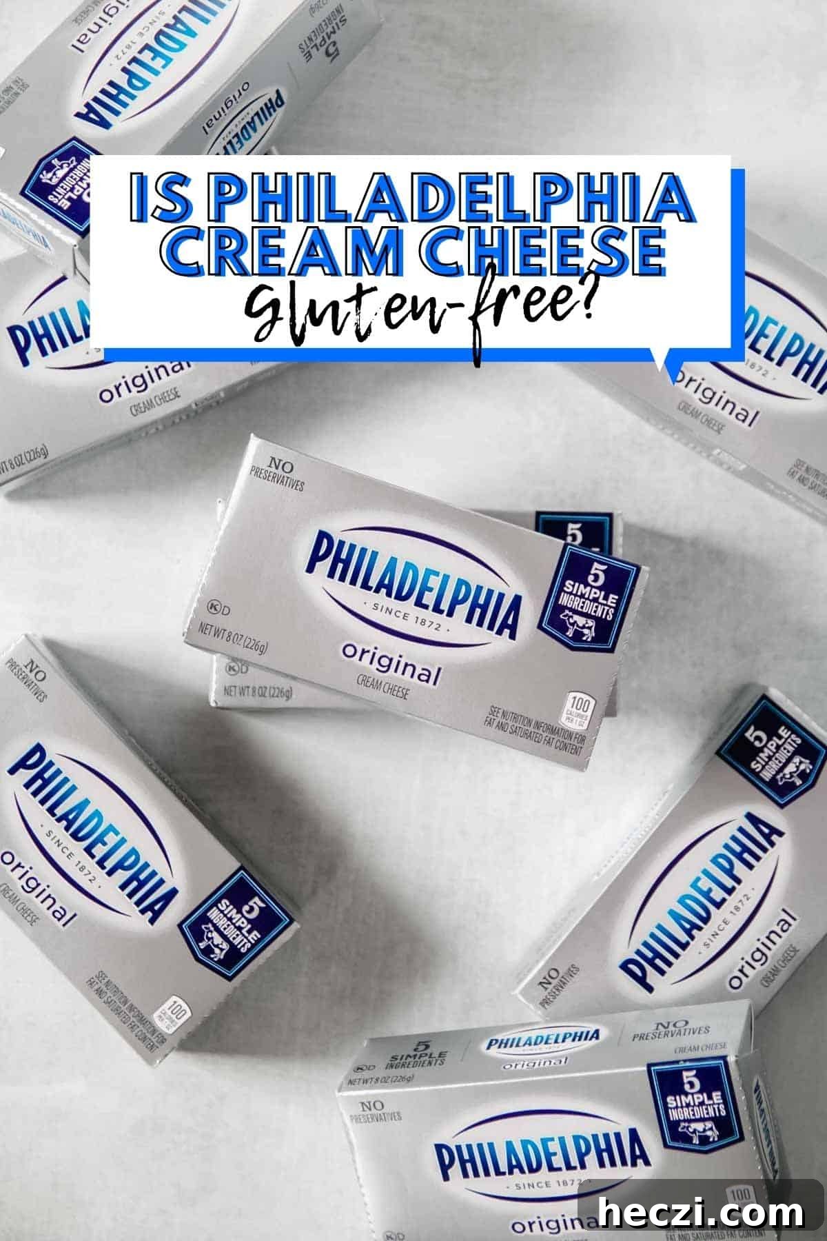 Is Philadelphia Cream Cheese Gluten-Free? What You Need to Know 2 Bricks of Philadelphia cream cheese scattered on concrete surface.