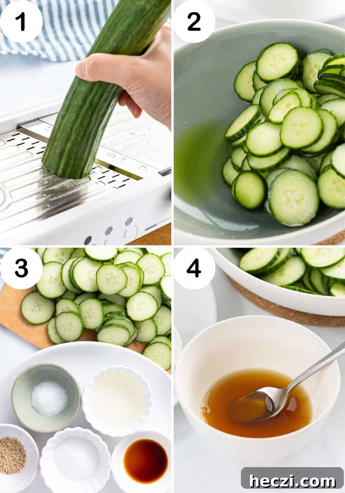 Step by step photos for how to make sunomono.