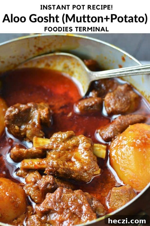 Aloo Gosht: Tender Lamb Curry with Potatoes Recipe 6 Pakistani aloo gosht recipe in pot with a spoon