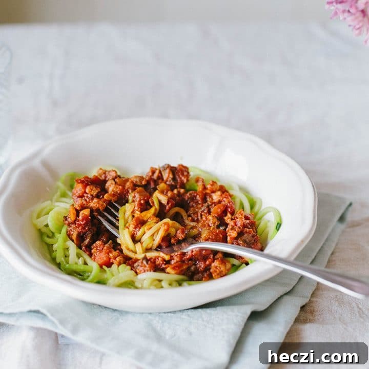 Mushroom Courgetti Bolognese (Vegan, Gluten-free, Paleo)