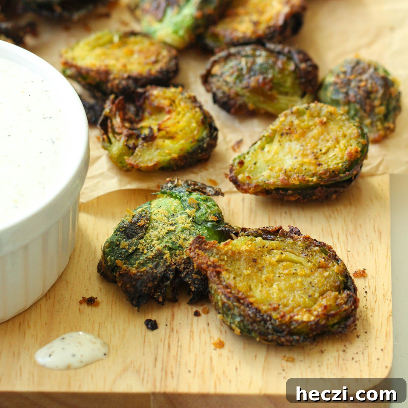 Crispy Smashed Brussel Sprouts with Garlic Aioli