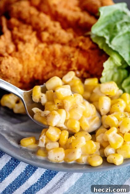 Spoonful of easy creamed corn.