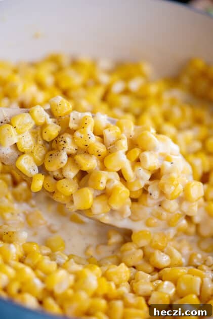 Spoonful of creamed corn.