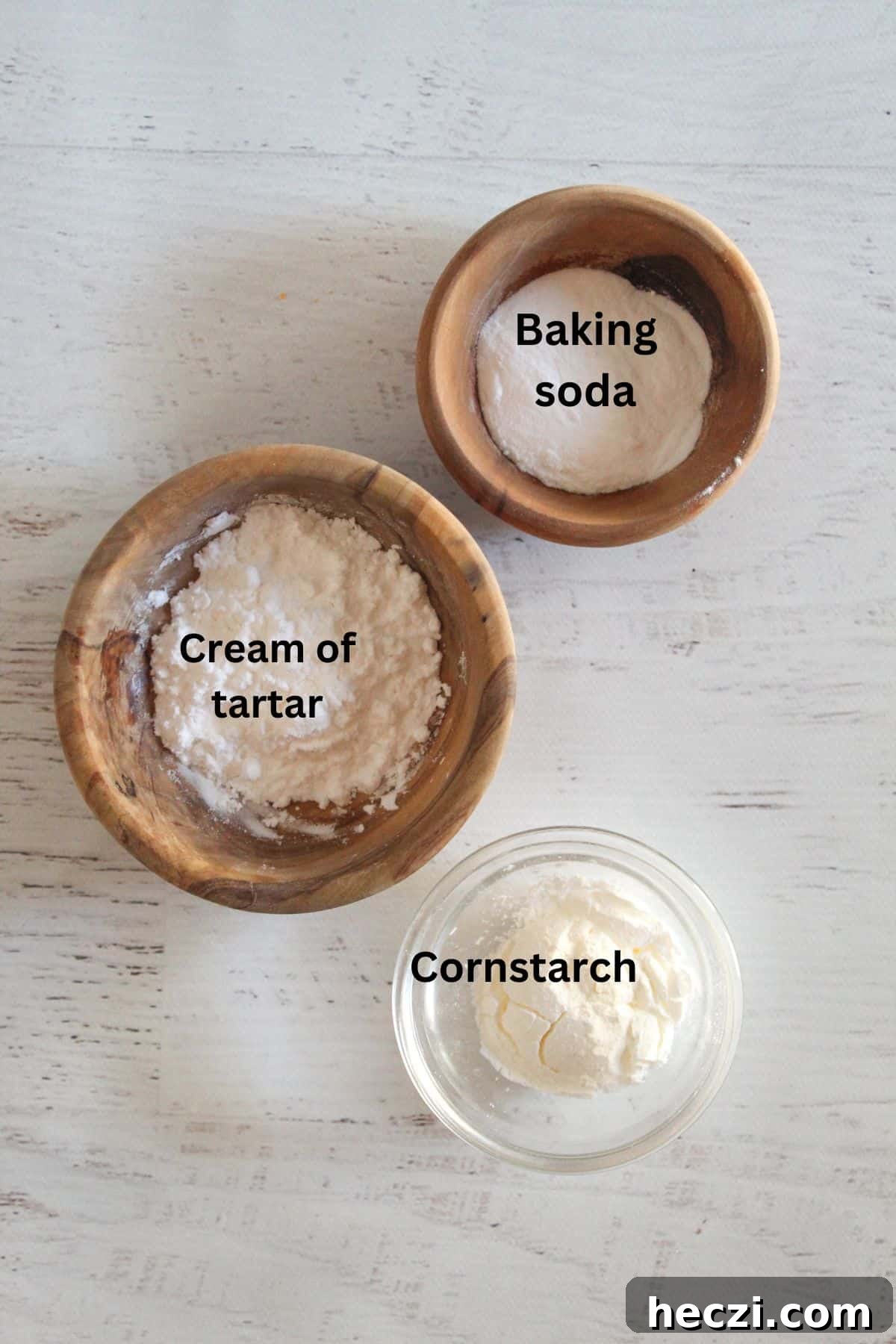 Is Baking Powder Gluten-Free? What Celiacs Need to Know 3 labeled ingredients on a countertop.