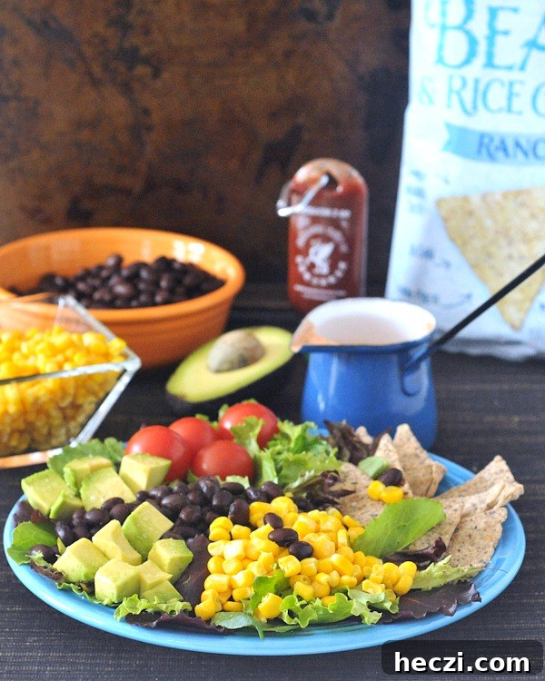 Santa Fe Taco Salad with Cool Salsa Ranch @spabettie #vegan #oilfree #glutenfree