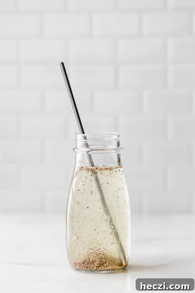 Chía Fresca: Refreshing Mexican Chia Drink Recipe 4 a chia seed drink in a jar with a metal straw