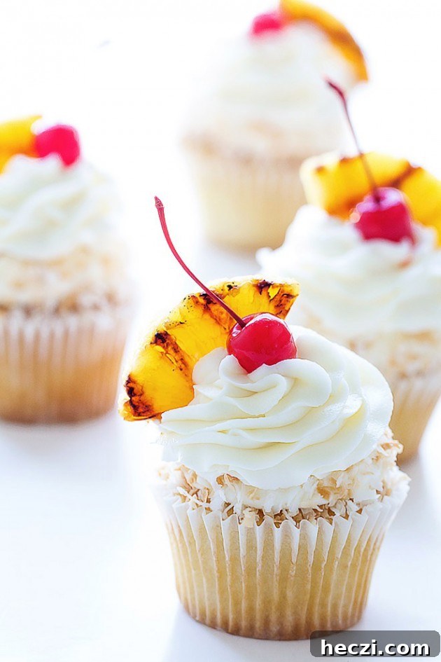 Pina Colada Cupcakes Recipe with Coconut Rum Glaze 2 Pina Colada Cupcakes _ Bakers Royale