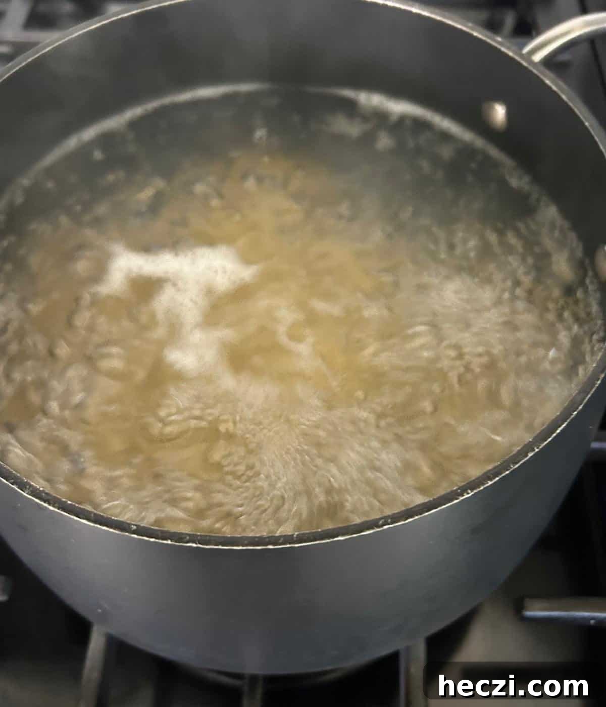 Boiling water in pot.