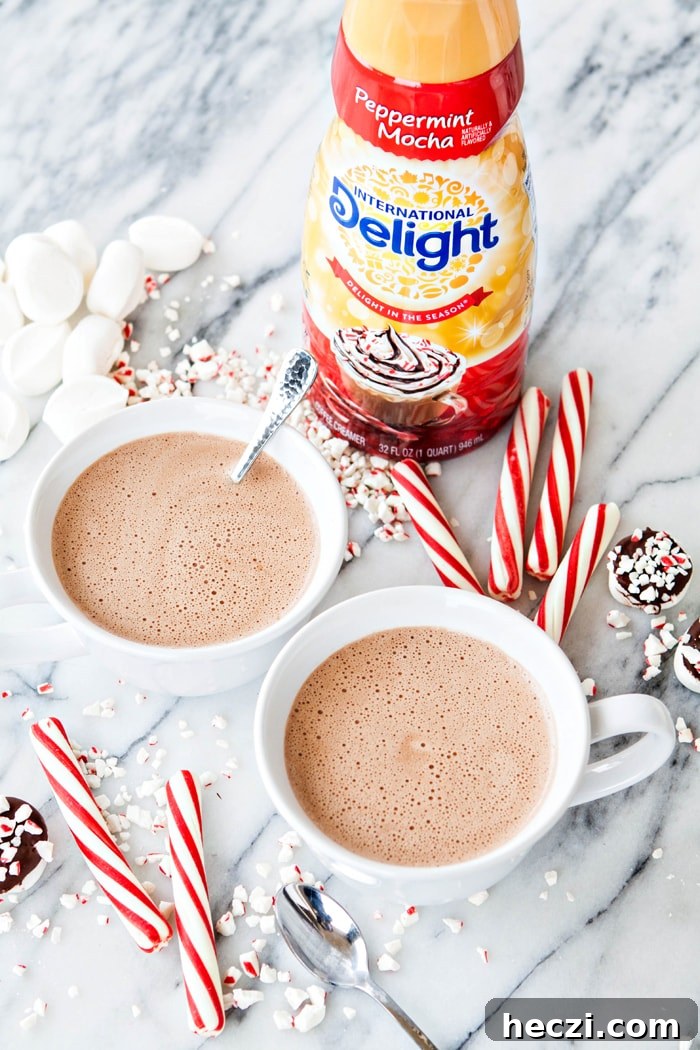 two mugs of spiked hot chocolate