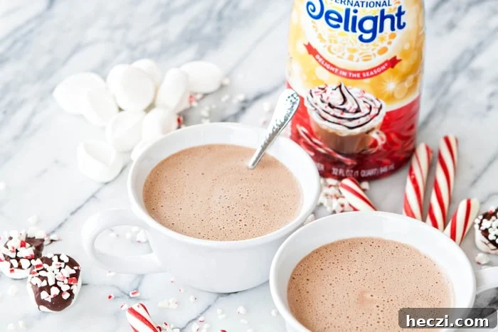 two mugs of spiked hot chocolate