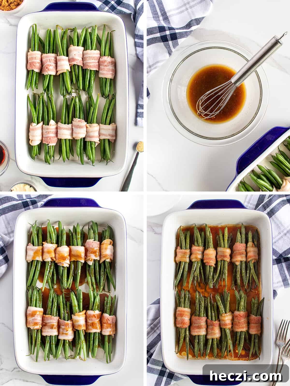 Caramelized Green Bean Bundles with Bacon and Almonds 6 Green Bean Bundles by The BakerMama