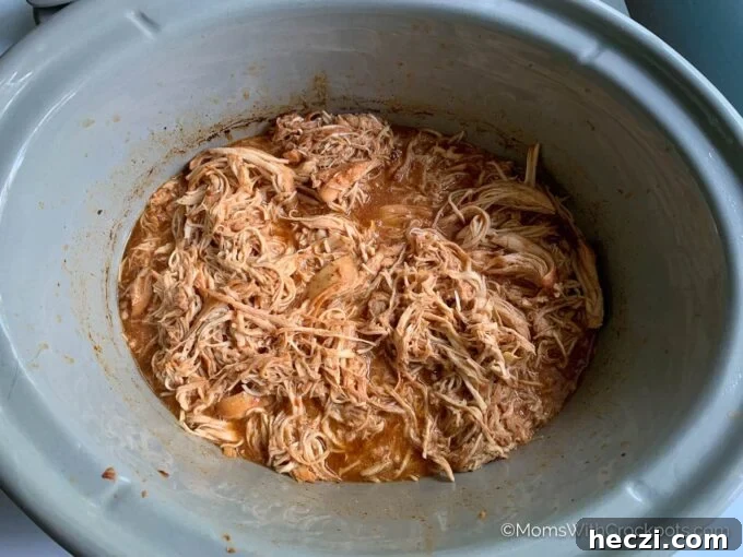 Crock Pot Pulled Chicken Recipe for Tender, Juicy Sandwiches 5 Shredded chicken in crockpot
