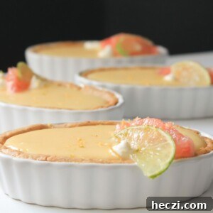 Brown Butter Crust Grapefruit Curd Tarts for Summer Baking 2 Close up of grapefruit curd tarts