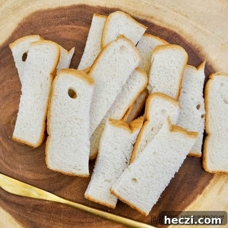 bread cut into strips