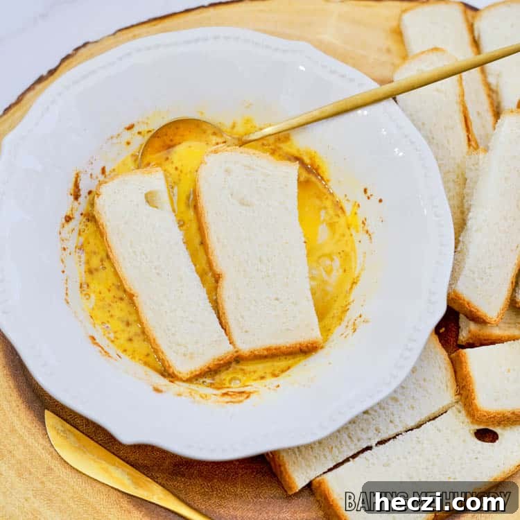 bread in egg mixture