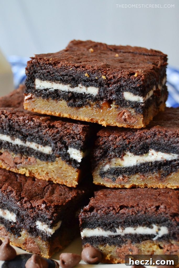 Decadent Homemade Slutty Brownies Recipe 4 a huge stack of slutty brownies