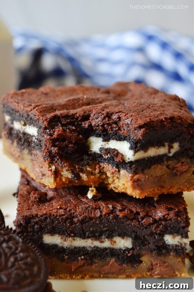 a closeup of a slutty brownie with a bite missing