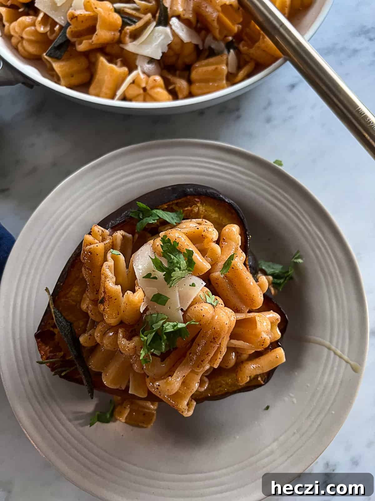 Butternut Squash Pasta with Brown Butter Sage Sauce 3 Brown Butter Sage Sauce with Acorn squash stuffed with butternut squash Pasta