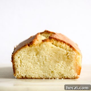 Soft lemon scented butter cake with a tart lemon syrup poured on top