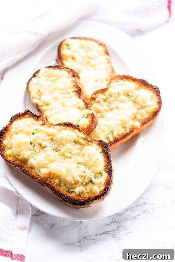 Creamy Cauliflower Soup with Garlic and Parmesan 6 Craving garlic bread with melted cheese but only want a slice take a look at this recipe. Quick and simple and so tasty. Serve as a side dish, appetizer or just for lunch.